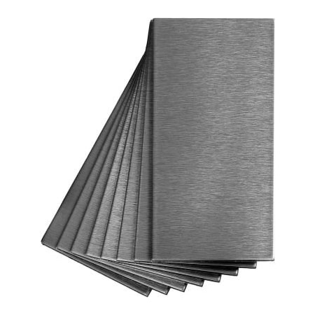 Acoustic Ceiling Products Aspect Short Grain 3in X 6in Brushed Stainless Metal Decorative Tile Backsplash, 8 Pack - A53-50